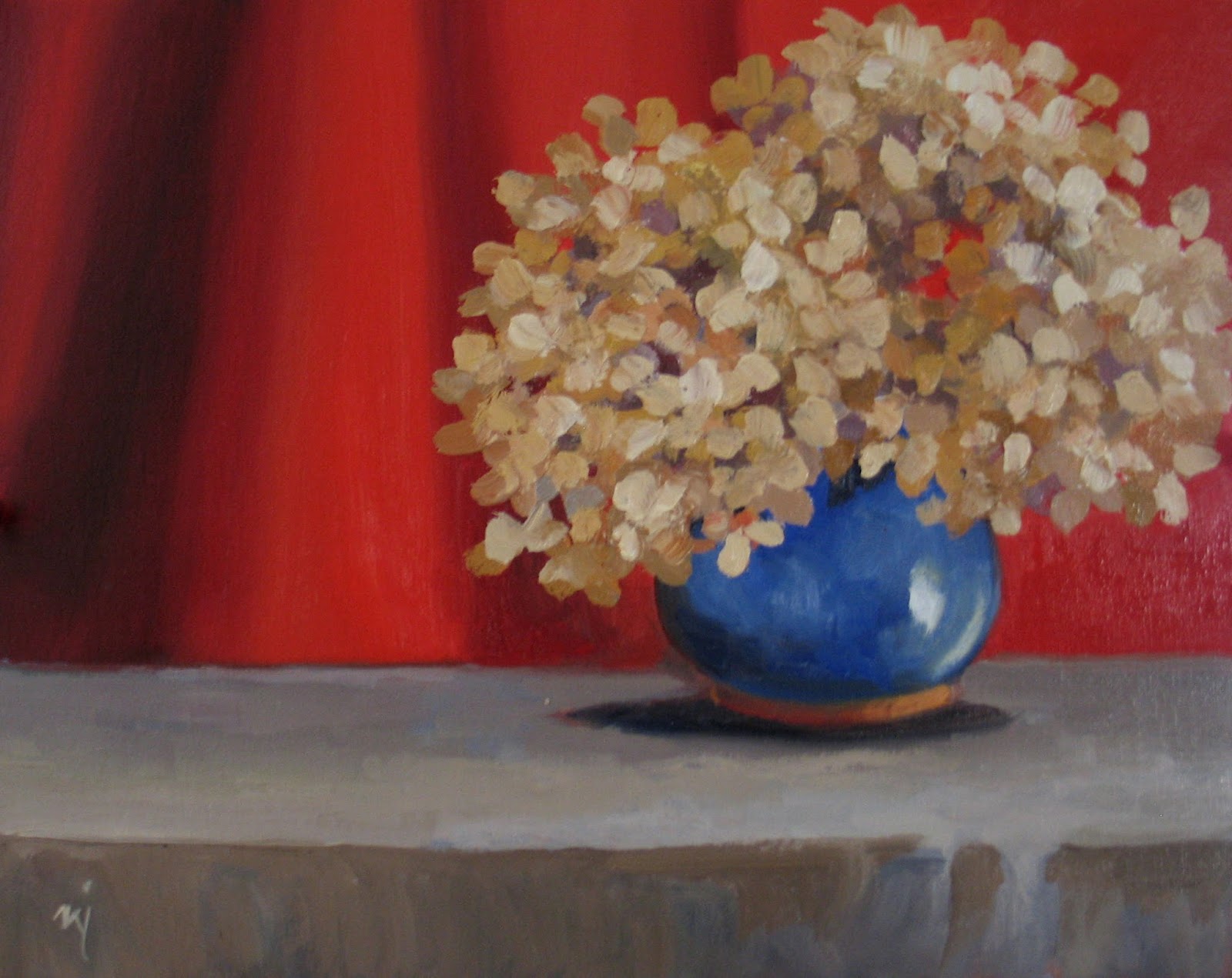 Nel's Everyday Painting Dried Hydrangeas 2, Revised SOLD
