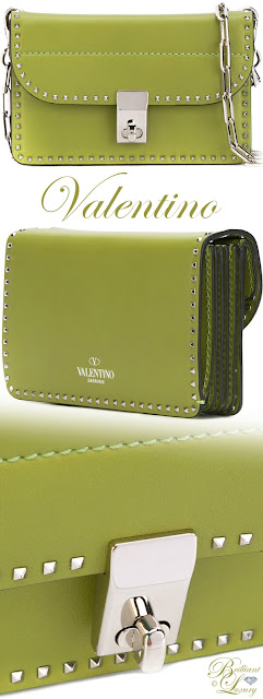 ♦Valentino Garavani green studded Rockstud shoulder bag #pantone #bags #green #brilliantluxury