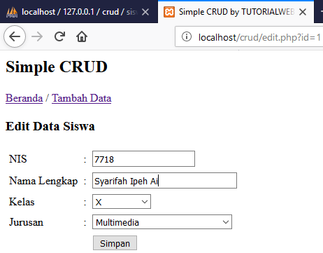 Cara Membuat Web CRUD Data Siswa Sederhana dengan PHP dan MySQL | Suka ...