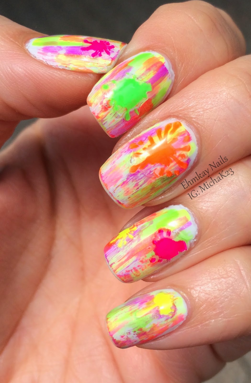 ehmkay nails: Neon Dry Brush Nail Art with Born Pretty Store Neon ...