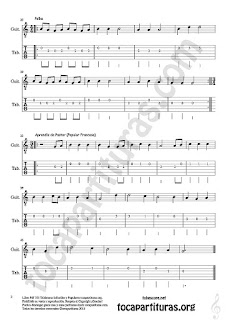 2 Mix 8 Tablatura y Partitura de Guitarra La Escaleritas con Notas, La Reina de los Mares, Polka Popurrí 8 Tablature Sheet Music for Guitar Music Score Tabs