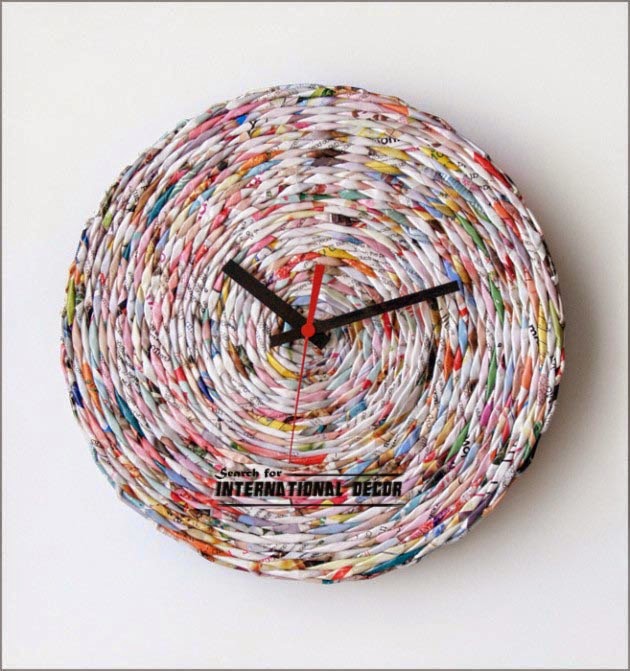 diy wall clock, cool wall clocks,creative wall clocks,diy clocks of magazine papers