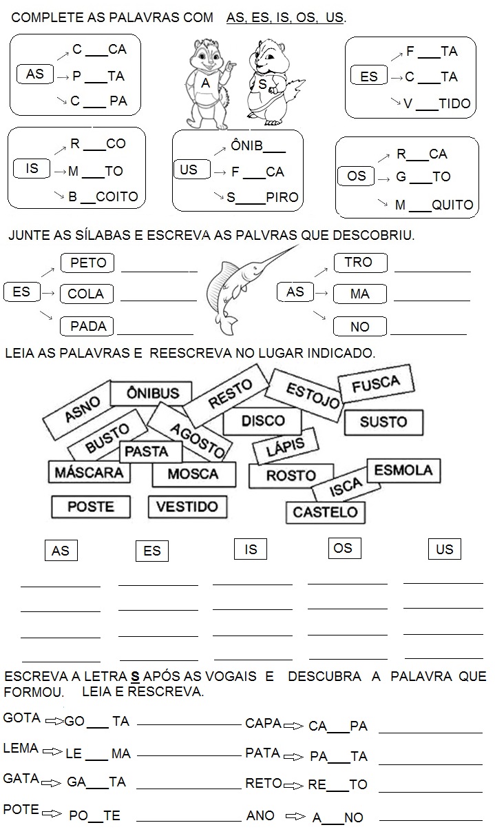 PARAÍSO DO EDUCANDO Atividade AS ES IS OS US
