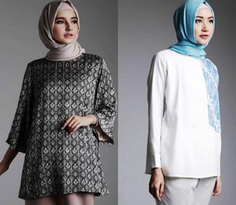Gamis Atasan Batik Kombinasi Polos Terbaru