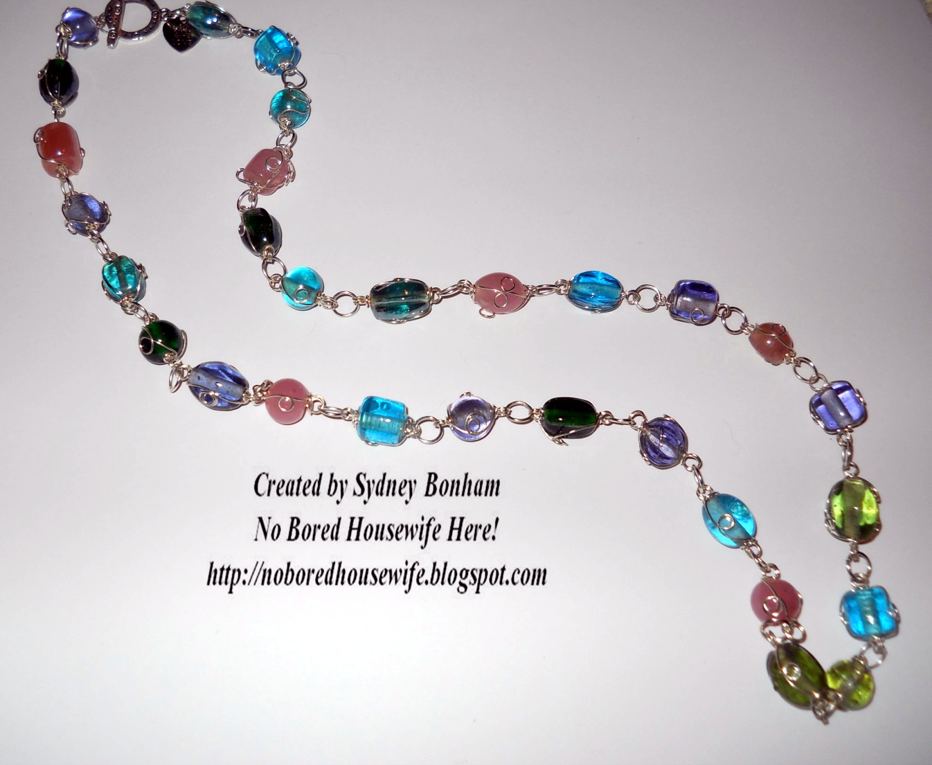 No Bored Housewife Here! Pastel WireWrapped Bead Necklace