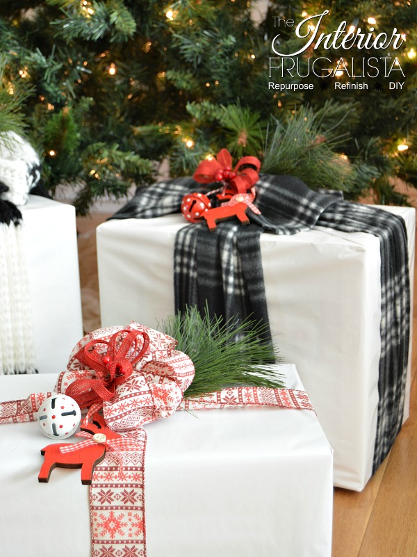 Holiday Gift Wrapping with Christmas Sweater Ribbon