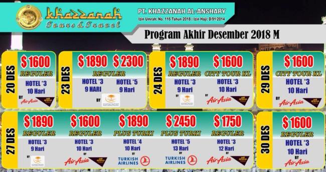 biaya paket umroh desember 2019 biaya paket umroh desember 2019