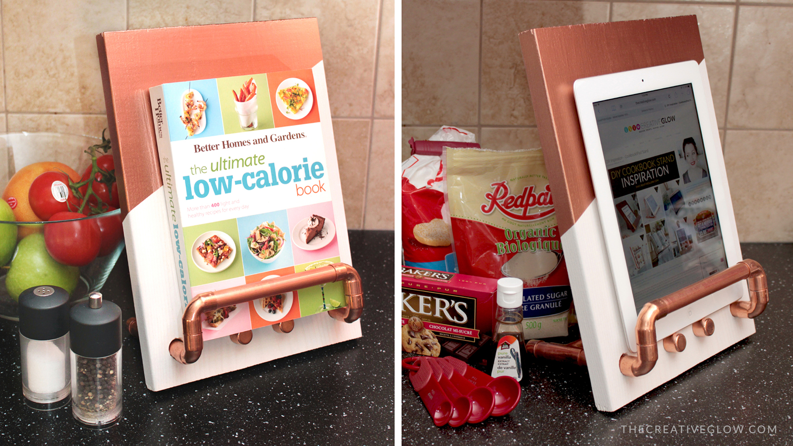 DIY Cookbook & Tablet Stand Copper & Wood The Creative Glow DIY