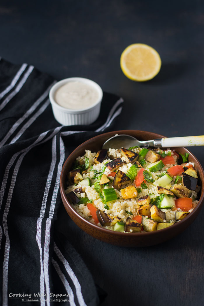 Grilled Aubergine Tabbouleh Cooking With Sapana