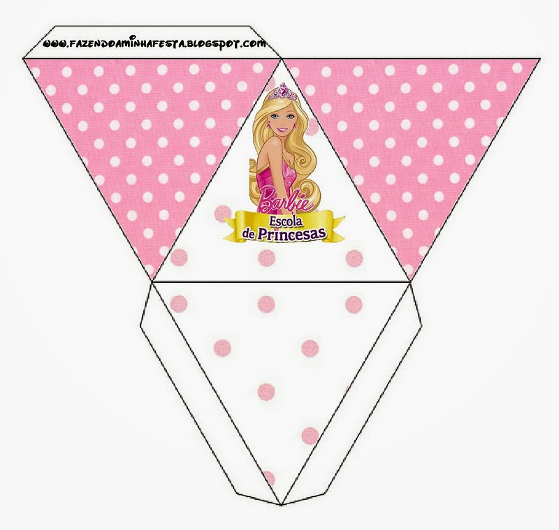Barbie Princess School: Free Printable Boxes. Barbie Princess School Free Printable Pyramid Box.