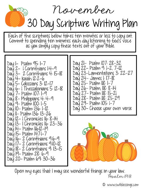 Sweet Blessings: November Scripture Writing Plan