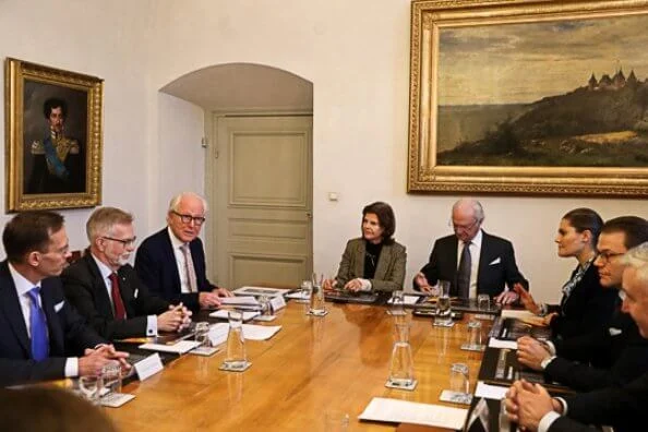 Queen Silvia, Crown Princess Victoria and Prince Daniel attended a meeting with representatives of Nobel Foundation