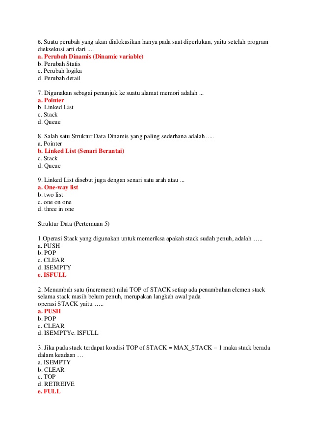Soal UTS Struktur Data Semester 2 BSI Catatan Saya