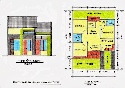 Denah Rumah Ukuran 6x8 M Dengan 3 Kamar 2015 | Model Desain Rumah