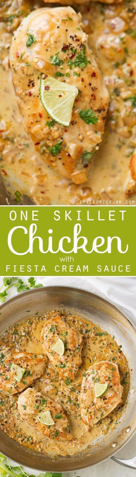 One Skillet Chicken Recipe with Fiesta Cream Sauce One Skillet Chicken Recipe with Fiesta Cream Sauce