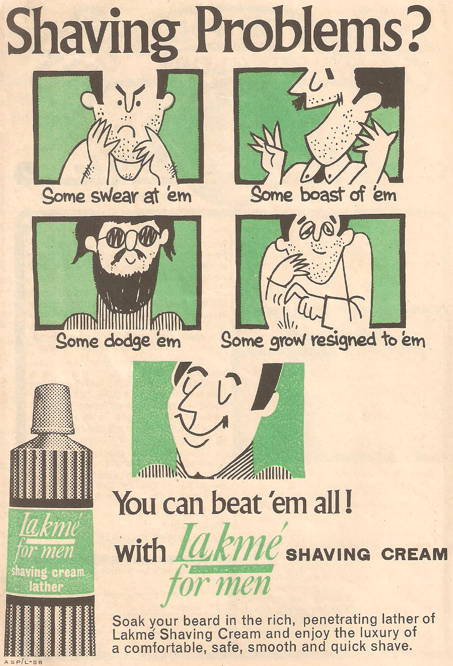 Vintage Advertisement of Lakeme Shaving Cream Classic Indian