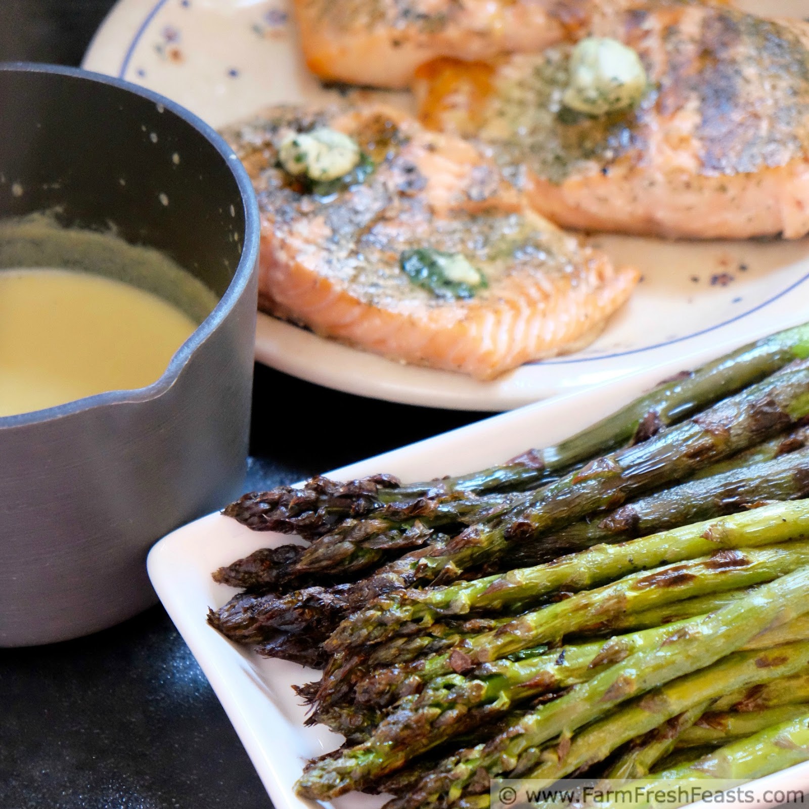 Farm Fresh Feasts Grilled Asparagus and Salmon with Dill Butter