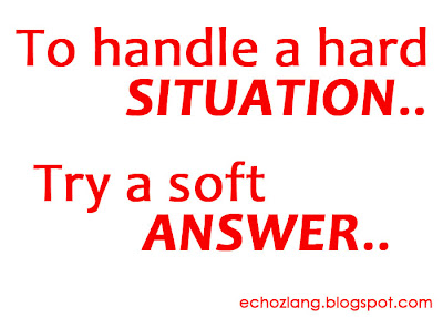 To handle a hard situation, Try a soft answer.