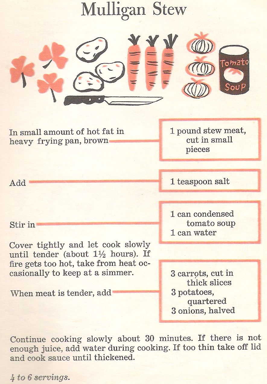 Recipes from Sadie Bells Books Mulligan Stew (Betty Crocker Cookbook