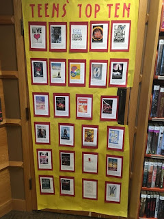 top ten nominees display with book covers