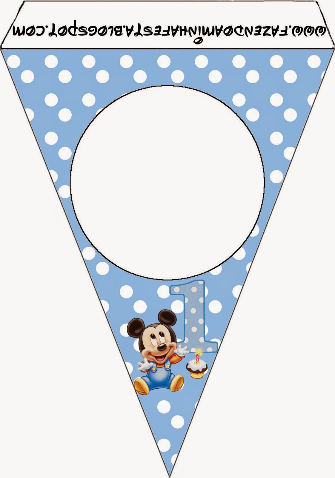 Mickey Primer Año con Lunares: Imprimibles Gratis para Fiestas. Para banderines de Mickey Primer Año con Lunares.