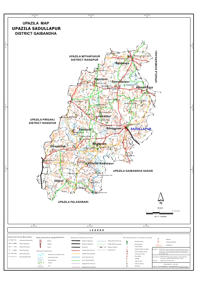 Sadullapur Upazila Map Gaibandha  District Bangladesh