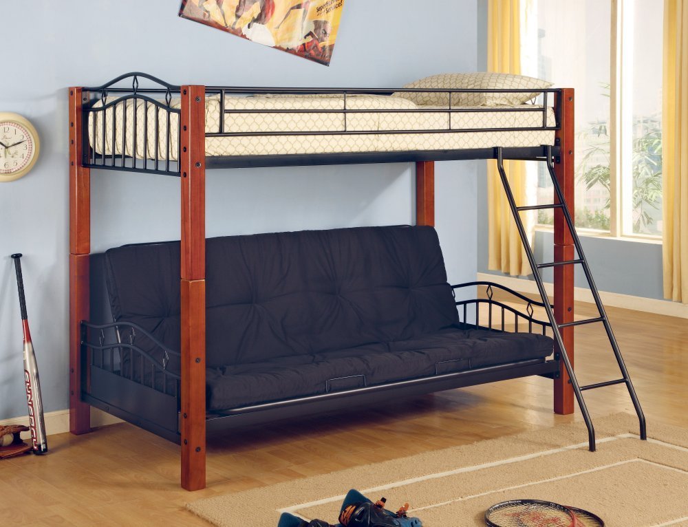 Metal & Wood Loft Beds with Sofa Underneath