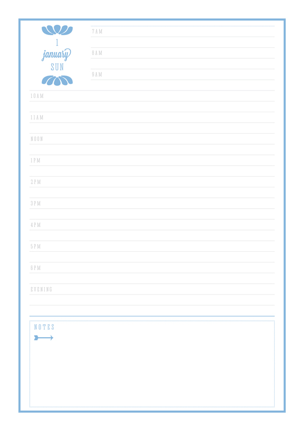 Free Printable 2017 Day to a Page Diary by Eliza Ellis