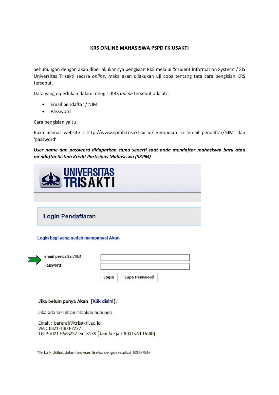 Psppd Fk Usakti Tata Cara Pengisian Krs Online Mahasiswa Pspd