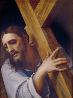Pintura. Cristo con la cruz a cuestas de Sebastiano del Piombo