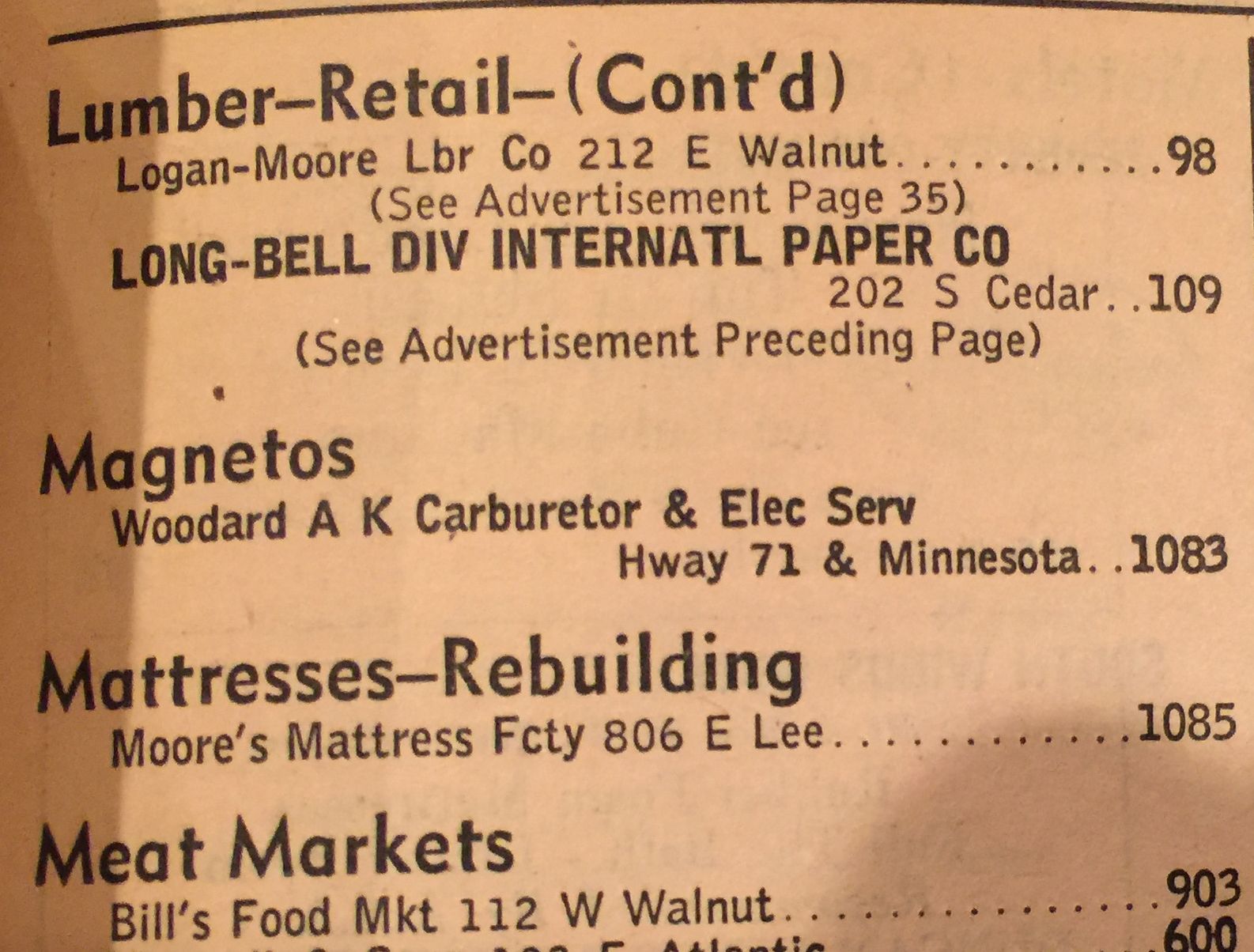 the sphinx A Look At the Nevada, MO Phone Book "Classifieds" (1957)