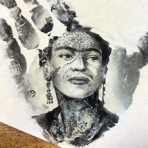 04-Frida-Kahlo-Russell-Powell-Hand-Body-Painting-Transferred-to-Paper-www-designstack-co