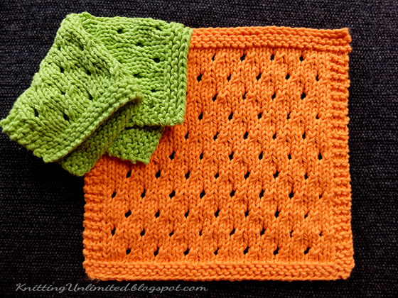 Staggered Eyelets Dishcloth. Easy pattern for beginners.