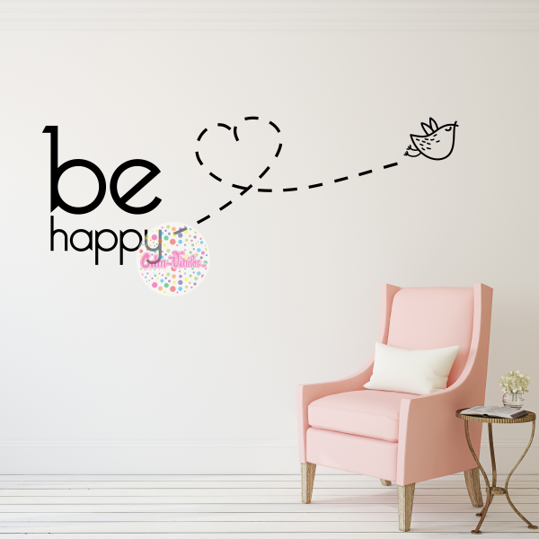 VINILO DECORATIVO FRASE BE HAPPY - W345 | CDM Vinilos Decorativos para