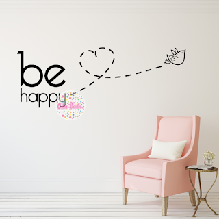 vinilo decorativo pred frase be happy