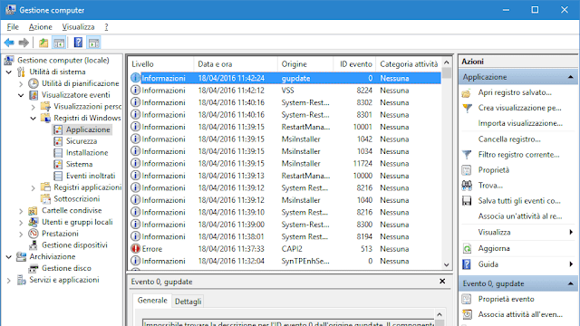 Registro eventi di Windows