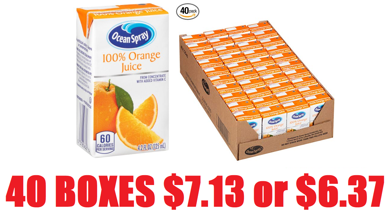 40 Boxes of 4.2oz Ocean Spray 100 Orange Juice 7.13 + Free Shipping