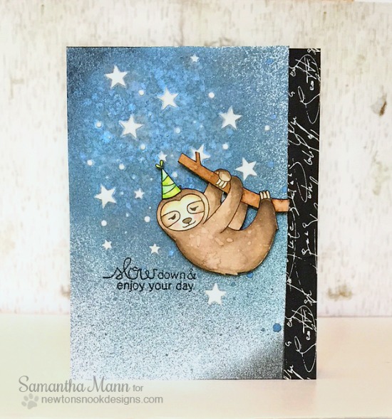 Slow Down Sloth Birthday Card by Samantha Mann | In Slow Motion Stamp set by Newton's Nook Designs #newtonsnook