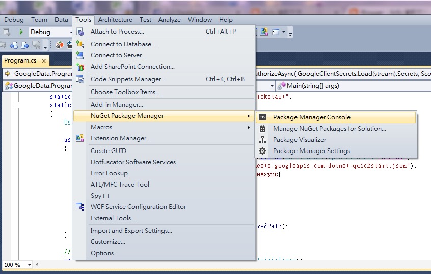 iInfo 資訊交流 Google Sheets API v4 使用 C (1) 讀取Google Spreadsheet