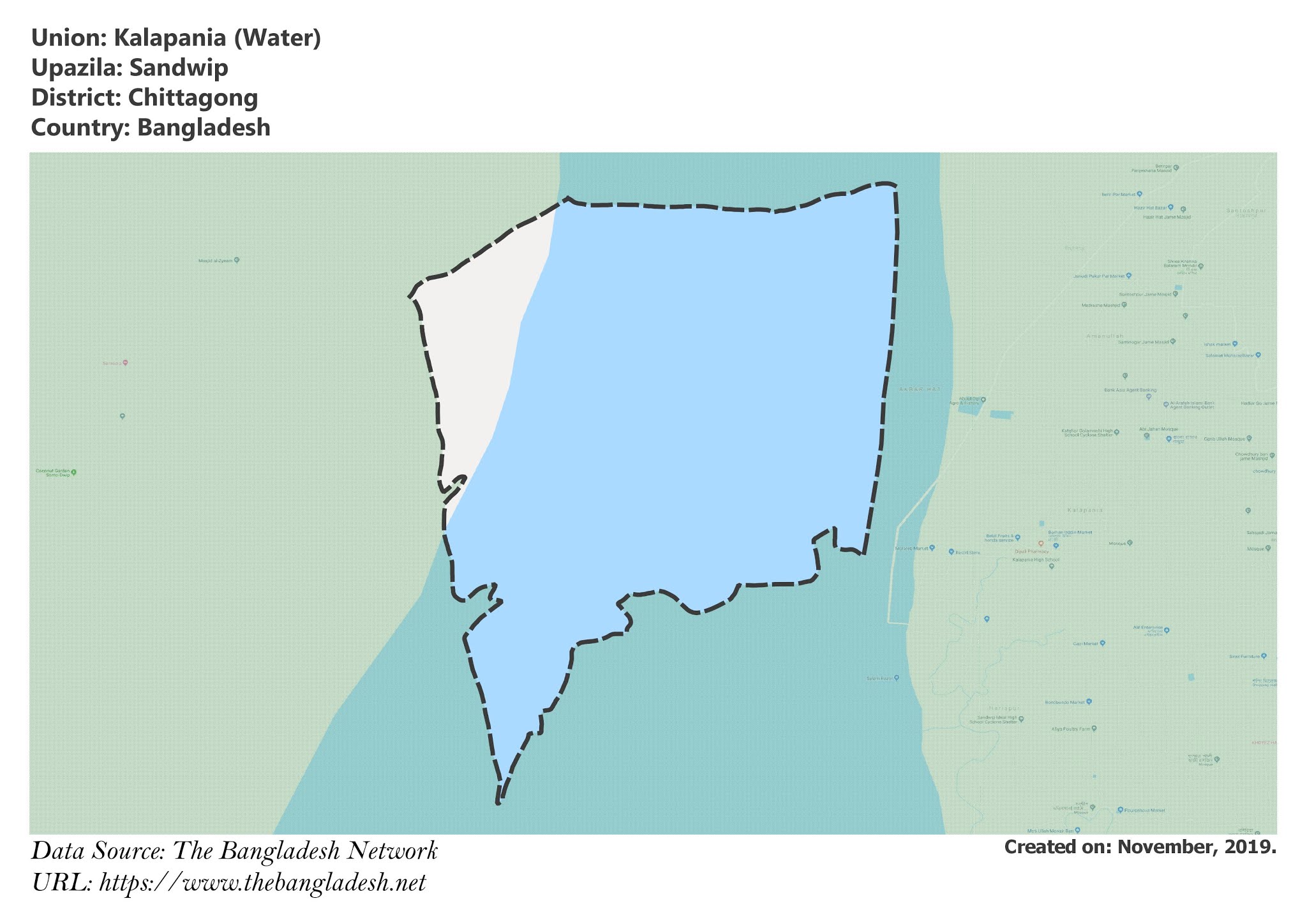 Map of Kalapania of Chittagong, Bangladesh.