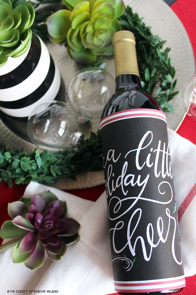free bottle wrap download, christmas hostess gift, new years party