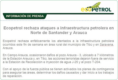 Ecopetrol rechaza ataques a infraestructura petrolera en Norte de Santander y Arauca y otra noticia ☼ CúcutaNOTICIAS