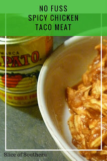 Pulled from the "real deal" Mexican archives this No Fuss Spicy Chicken Taco Meat is perfect for Taco Tuesdays! Slice of Southern