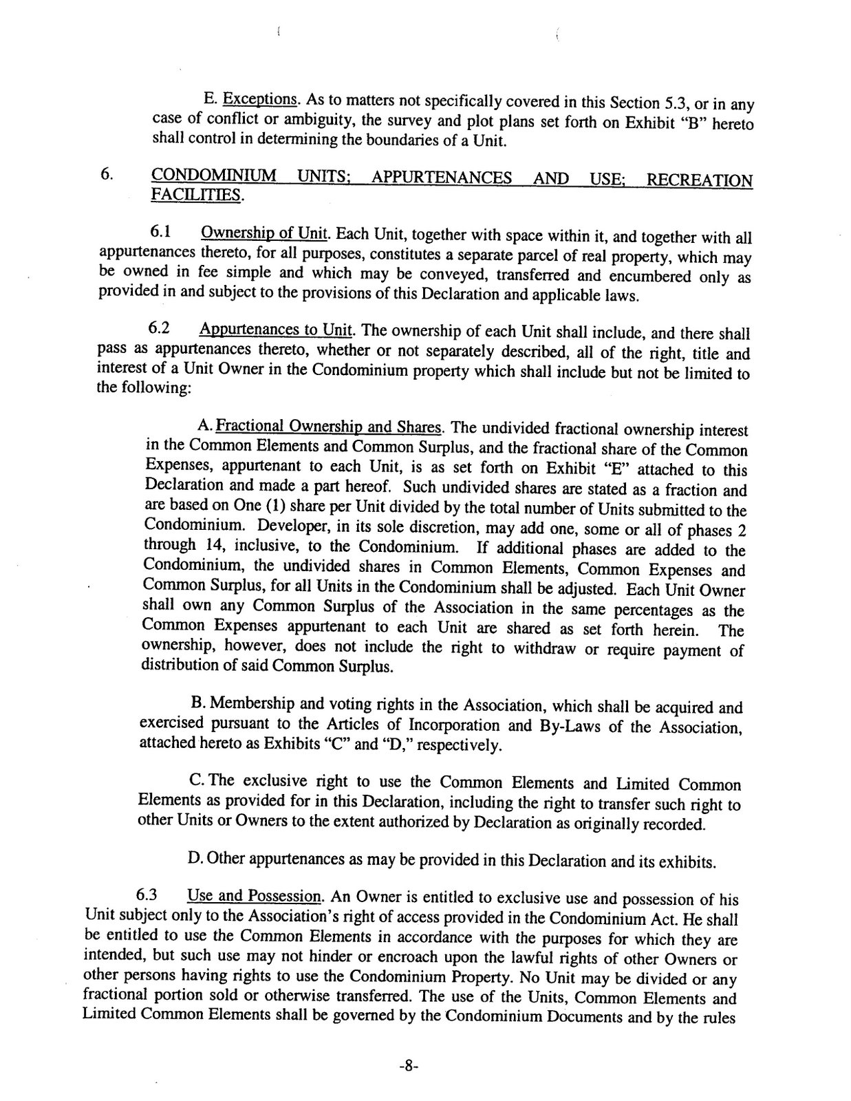 Nautilus Cove Declaration of Condo