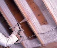 spray foam insulation being installed