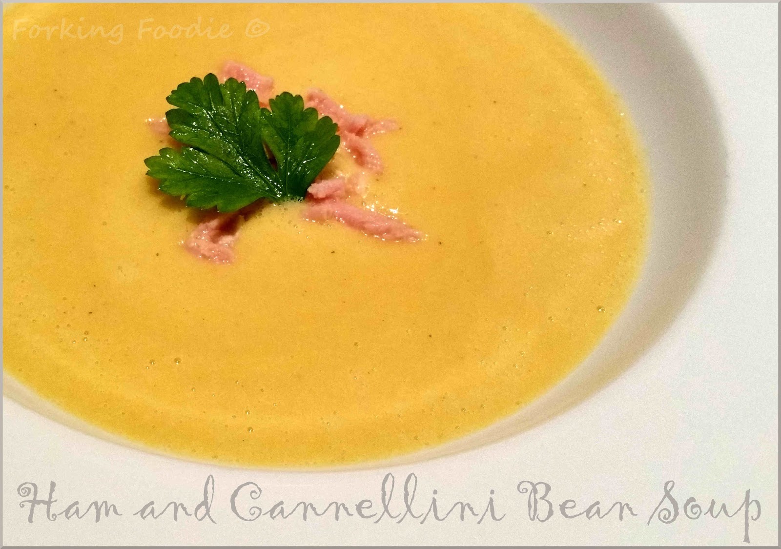 Forking Foodie Easy Ham and Cannellini Bean Soup (Gluten and Dairy Free)