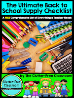 This checklist is a must have for new teachers as well as experienced teachers. It includes over 200 school supplies , as well as tips for organizing, storage, and management of communal/community supplies.