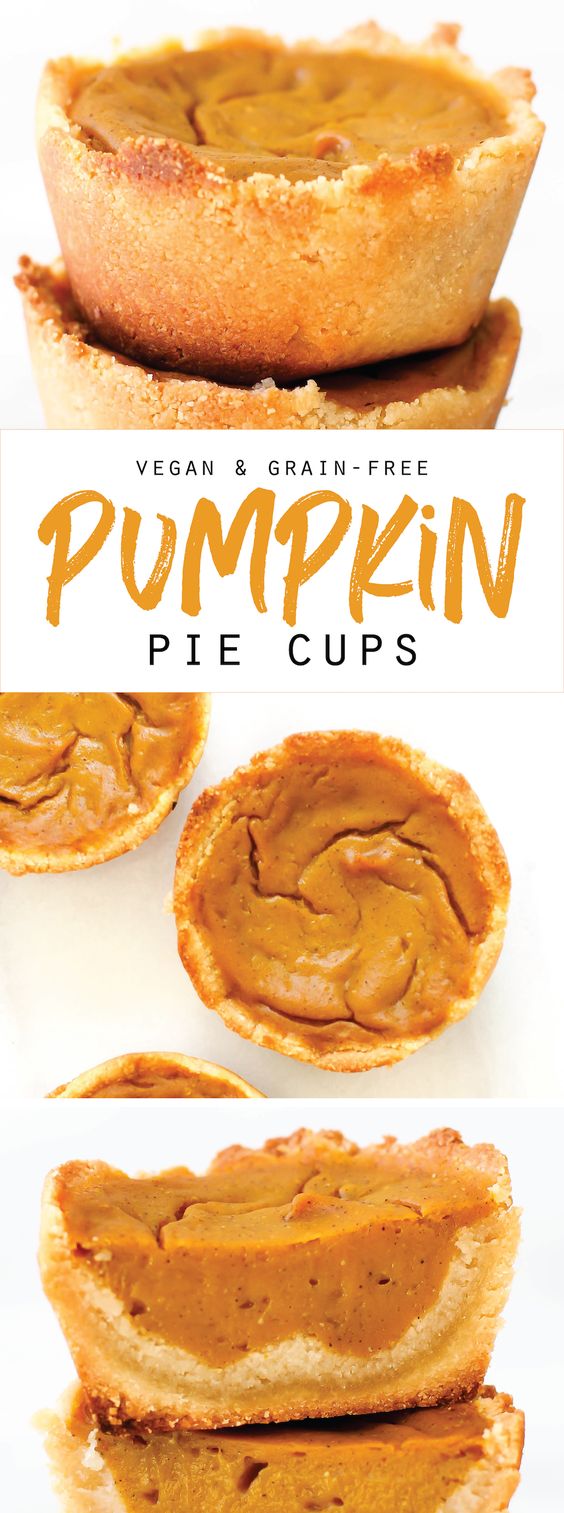 These easy healthy Vegan & Grain-Free Pumpkin Pie Cups are just like your favorite fall or Thanksgiving dessert but in a smaller, 6 ingredient form!