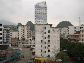 Yunfu Intercity Bus Station, buildings, and karst topography in Yunfu, Guangdong