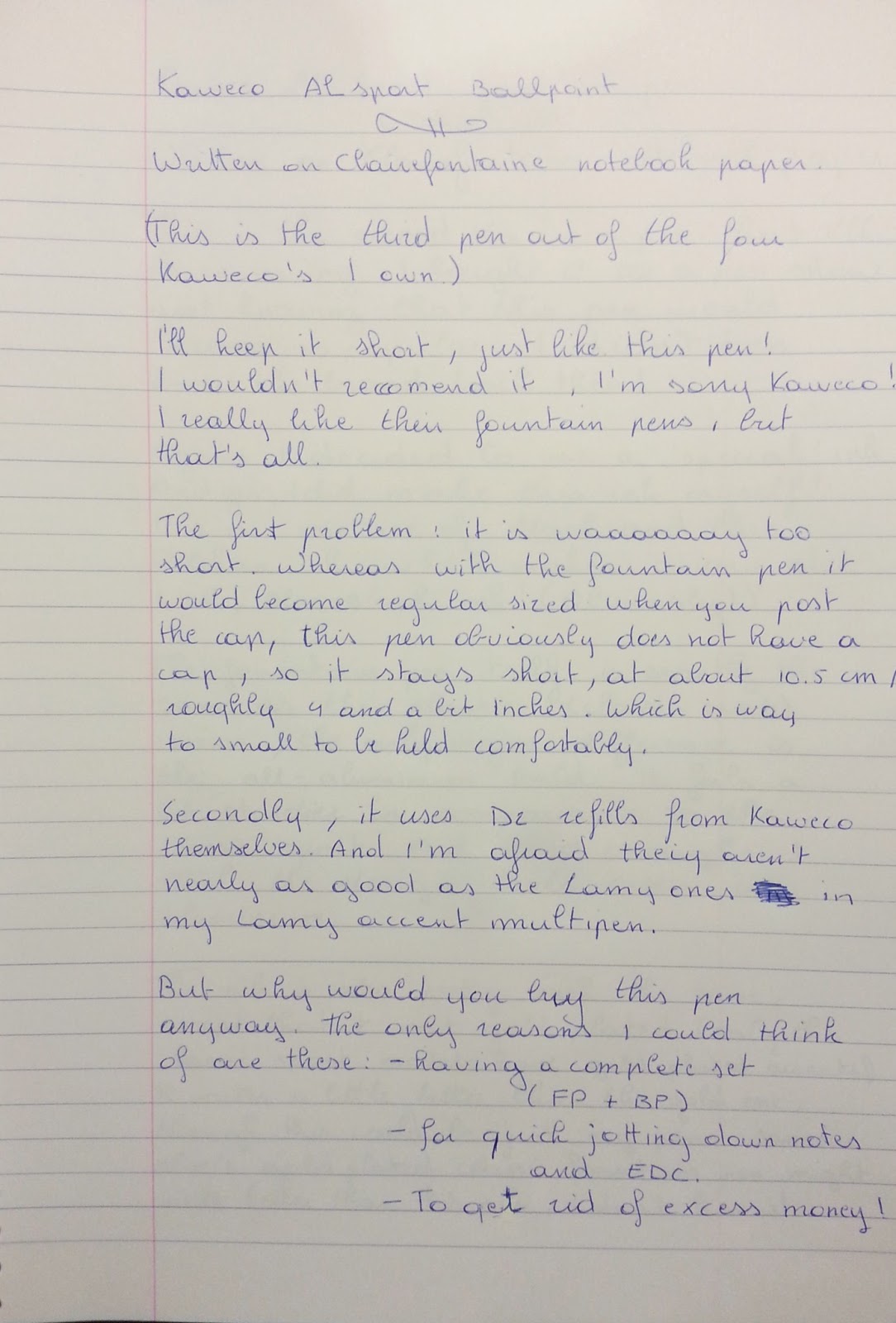 Kaweco AL sport ballpoint pen review The Pencilcase Blog Fountain